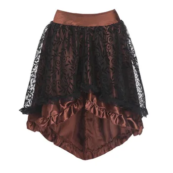 

Women Ladies Skirt Retro Vintage Victorian Steampunk Gothic Punk Lace Ruffled High Waist Streetwear Club Party High Low Skirt