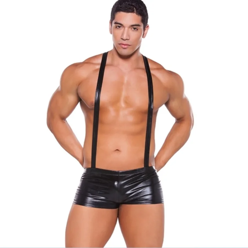Stylish Men Sexy Jumpsuit Underwear Mens Erotic Leather Bikini Lingerie Sling Swimsuit Stretch Slingshot Thong Costume Stylish Men Sexy Jumpsuit Underwear Mens Erotic Leather Bikini Lingerie Sling Swimsuit Stretch Slingshot Thong Costume