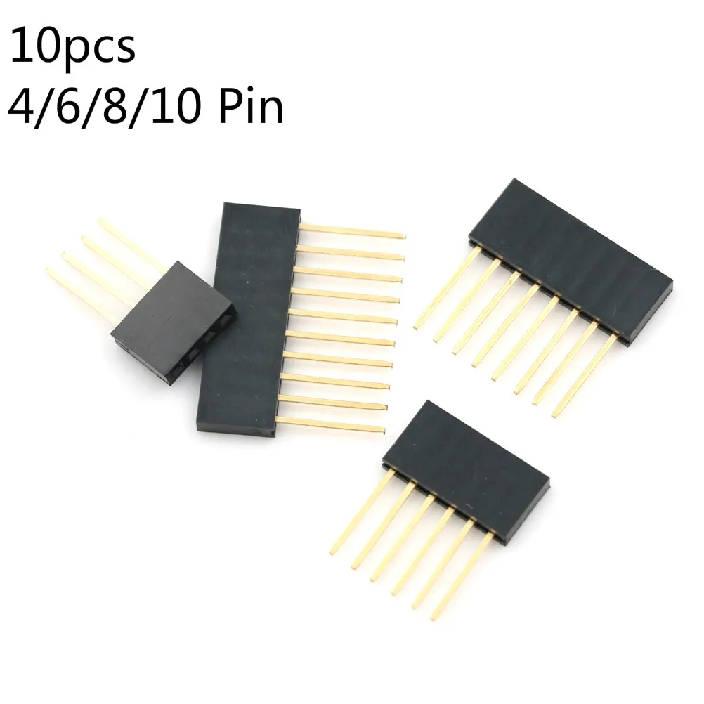 

10pcs 2.54mm 4/6/8/10 Pin Stackable Long Legs Femal Header For Arduino Shield