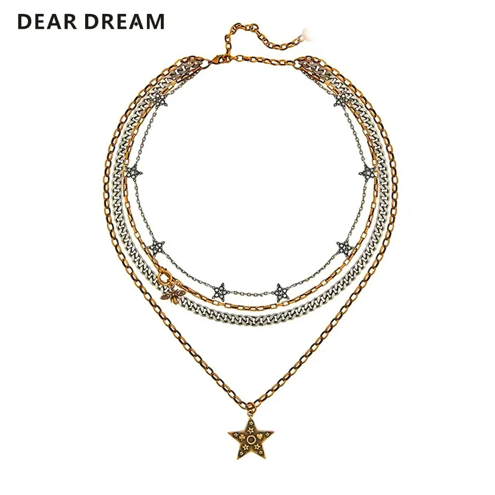 

Retro Multilayer Stars Bee Pendant Necklace Fashion Jewelry Women Jewelry 2019 Gift New Style Present