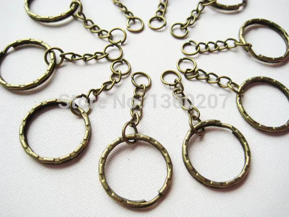 

50pcs/lot 53 mm long anitque brass bronze key chains keychain split rings keyring loop for any craft diy creative projects