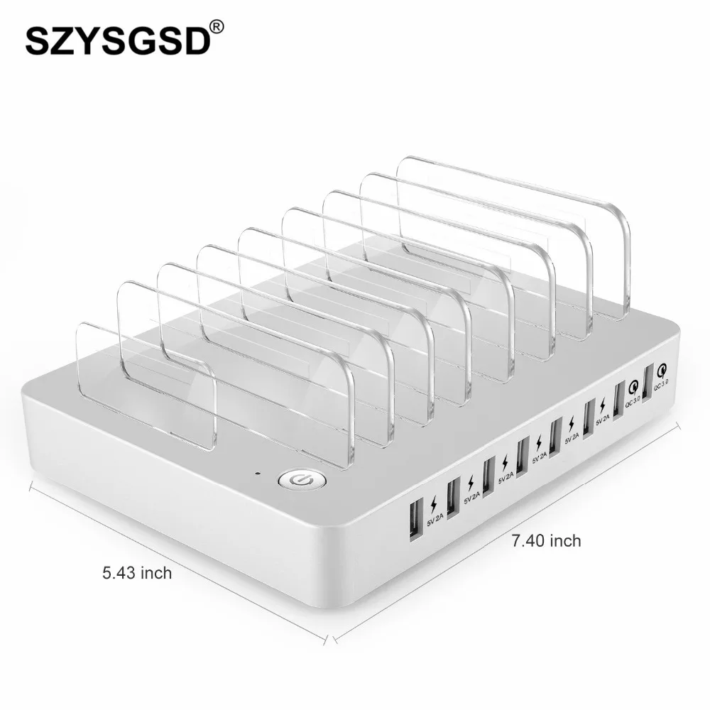 Koop SZYSGSD 8 Poorten Meerdere Muur USB Charger QC 3.0 Smart Adapter Mobiele Telefoon Tablet Opladen Apparaat Voor iPhone Voor Samsung xiaomi