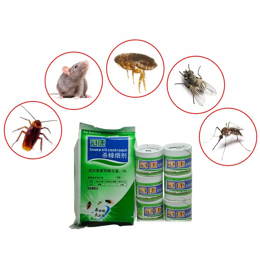 

6Pcs Powerful Effective Cockroach Killer Smoke Bomb Flea Mosquito Repellent Insect Killer Pest Control For Kitchen Restaurant