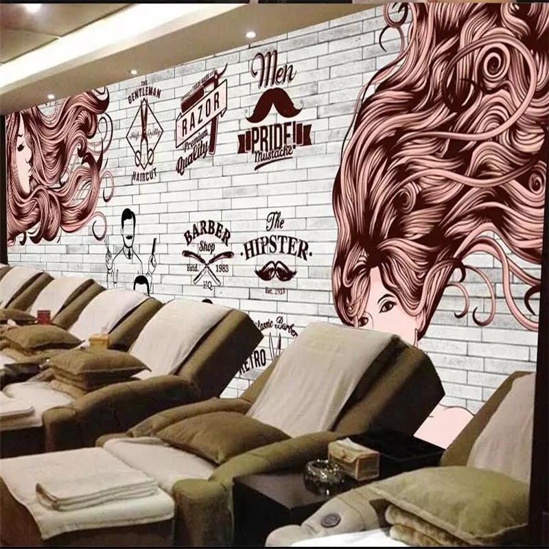 

beibehang Custom wallpaper 3d photo mural European hair trend barber shop theme tooling wall papers home decor papel de parede