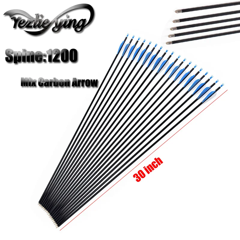 

6/12PCS 30Inch 6mm Carbon Arrow Bow and Arrow Carbon Arrows for Recurve Bows 1200 Spine Carbon Arrows Hunting Feather