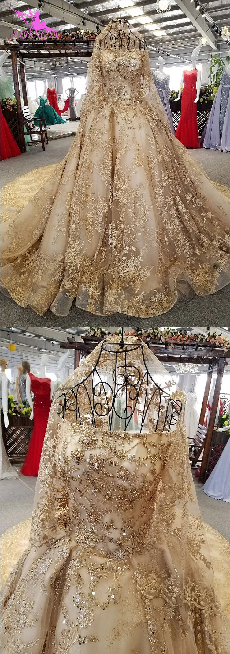 AIJINGYU кружевное свадебное платье с длинными рукавами es платья с цветным дубаем винтажное роскошное платье свадебное платье