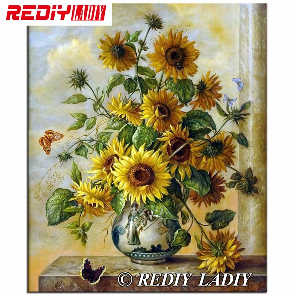 

REDIY LADIY Square Diamond Embroidery Still Life with Flowers Diamond Mosaic Resin Crystal Painting Rhinestone Home Decorative