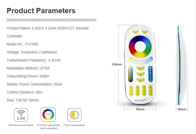 Milight 2,4 ГГц РЧ пульт дистанционного управления светодиодный сенсорный смарт-контроллер FUT089/FUT090/FUT092/FUT095/FUT096/FUT005/FUT006/FUT007 FUT099