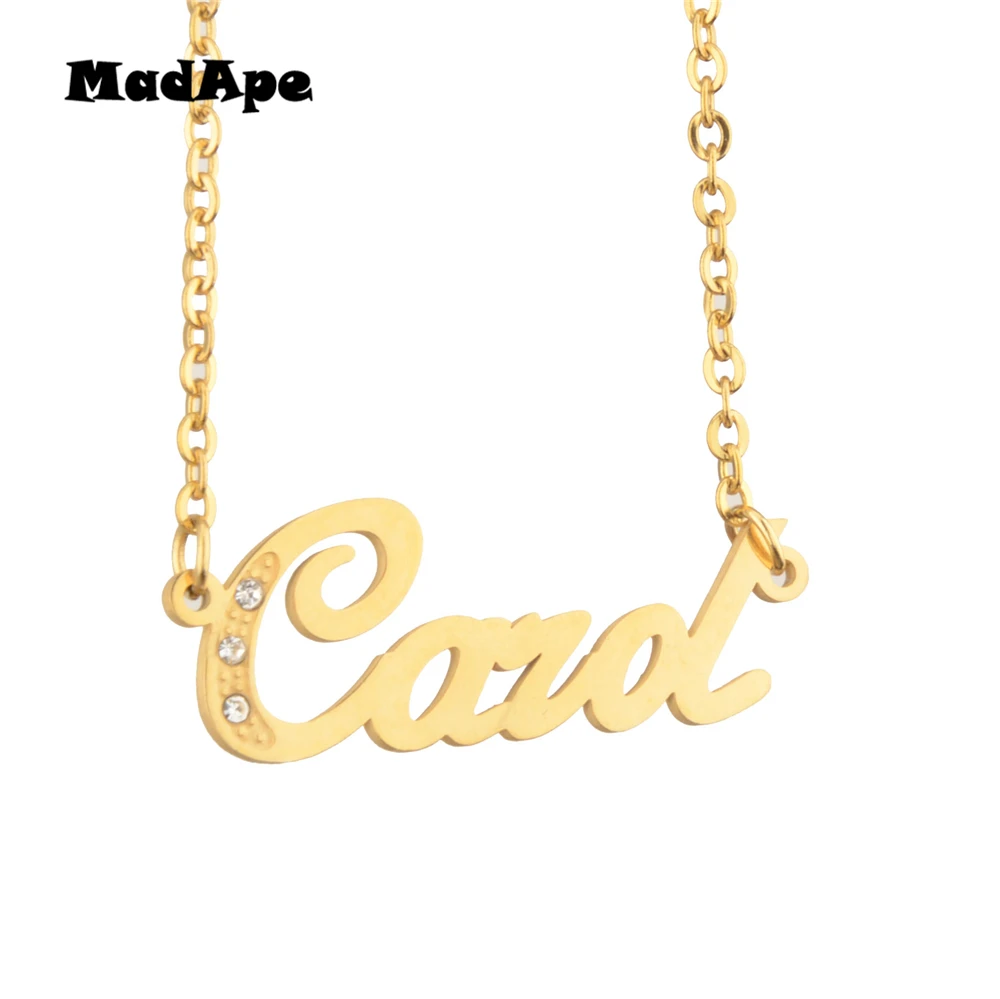 MadApe Custom Name Necklace &quotCarol&quot Stainless Steel Chain Personalized Letter For Women Men Jewelry Gift | Украшения и