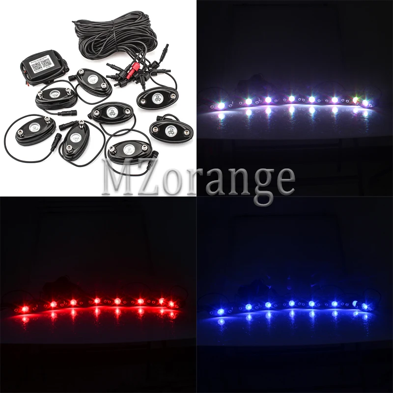 

Car Accessories 9Wx8 12V/24V 8 LED Work Light Change Color By Mobile Bluetooth Off Road For Camper Truck ATV SUV Car-styling