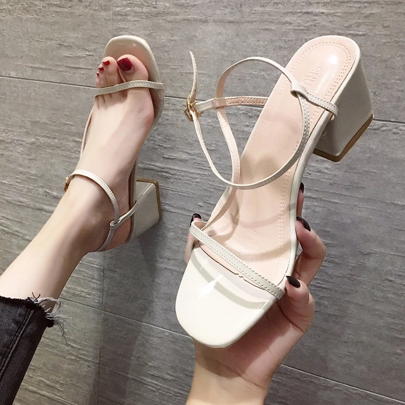

Med Block Heels Black Platform Sandals 2019 Women's Female Shoe Ladies Shoes Summer Buckle Strap Medium Chunky Espadrilles Sale