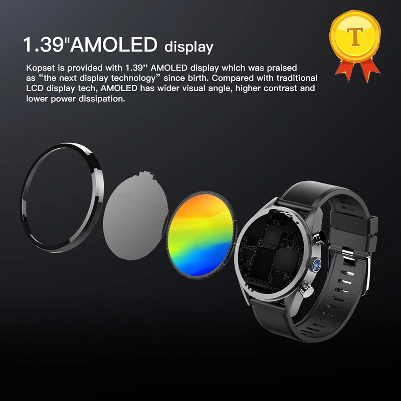 Смарт часы 3G B + 32 ГБ Android OS 2G 4G 1 39 дюйма AMOLED Wi Fi/GPS 8 Мп Sim карта IP67|Смарт-часы| |