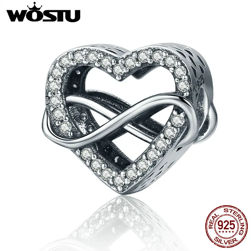 

WOSTU Fashion 925 Sterling Silver Endless Love Infinity Love Beads fit original WST Charm Bracelets DIY Jewelry Gift DXC432