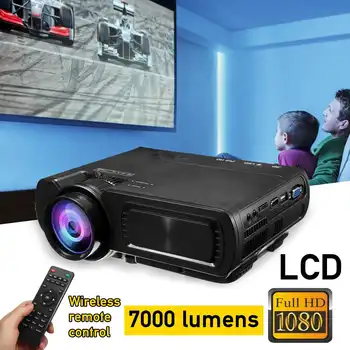 7000 lúmenes HD 1080P T5 LCD Proyector Beamer USB VGA AV HDMI TF para casa teatro película Proyector