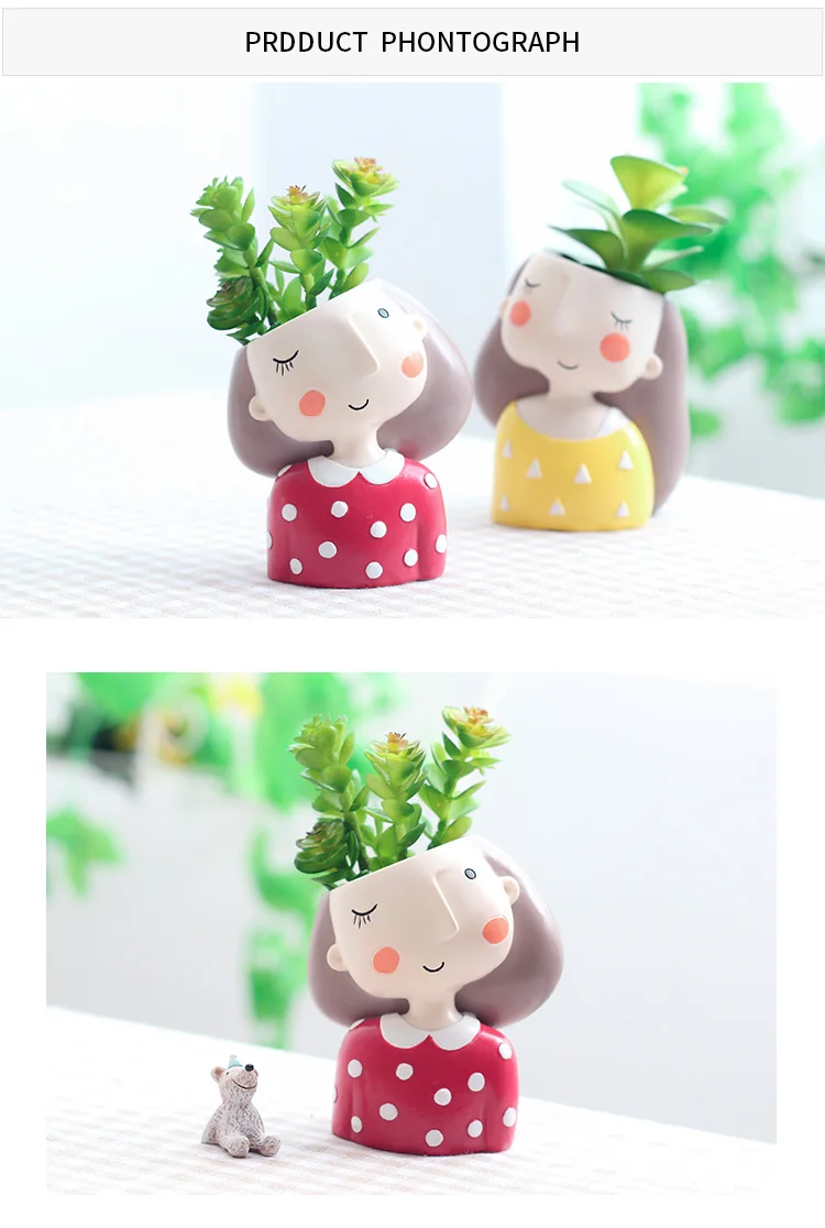 Roogo Flowerpot Boy Succulent Pots Mini Cute Flower Pot Home Garden Planters For Cactus On The Desktop Small Bonsai Pot Ornament