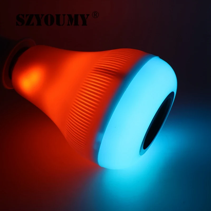 SZYOUMY Smart светодиодный RGBW музыкальный плеер Аудио свет Беспроводной Bluetooth Динамик E27 светодиодный RGB музыка пламя лампа с дистанционным