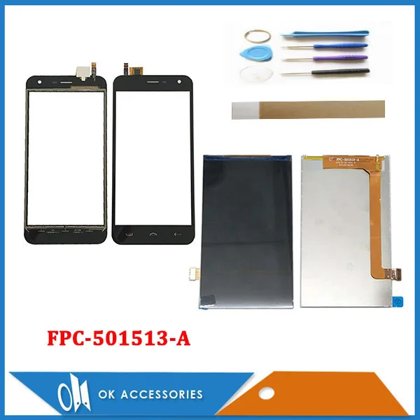 

5.0" For Homtom HT3 Separate LCD Display+Touch Screen Glass Digitizer Assembly FPC-501513-A With Tools Tape