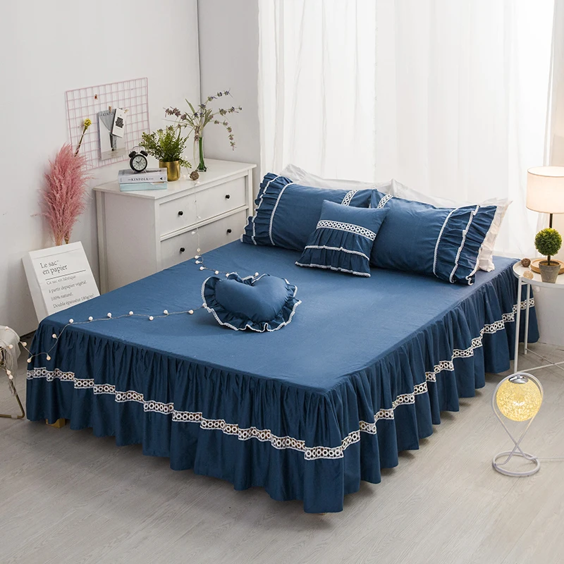 

One Piece 100% Cotton 13372 Bed Skirt Home Bedding Bed Spread White Pink Purple 1.2m 1.5m 1.8m 2m Bed Single Double ZM3