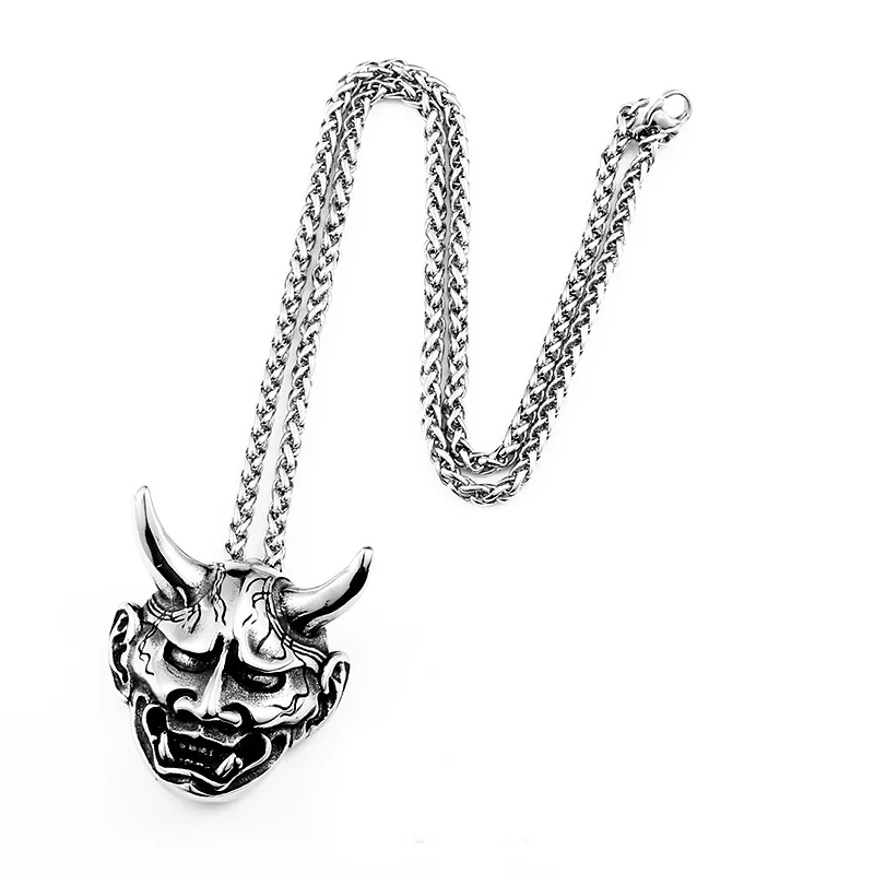 BEIERStainless steel Evil Oni Noh Hannya ожерелье с подвеской-маской, кошелек, соединитель, Очаровательная цепочка,, подарок на Хэллоуин, BP8-382