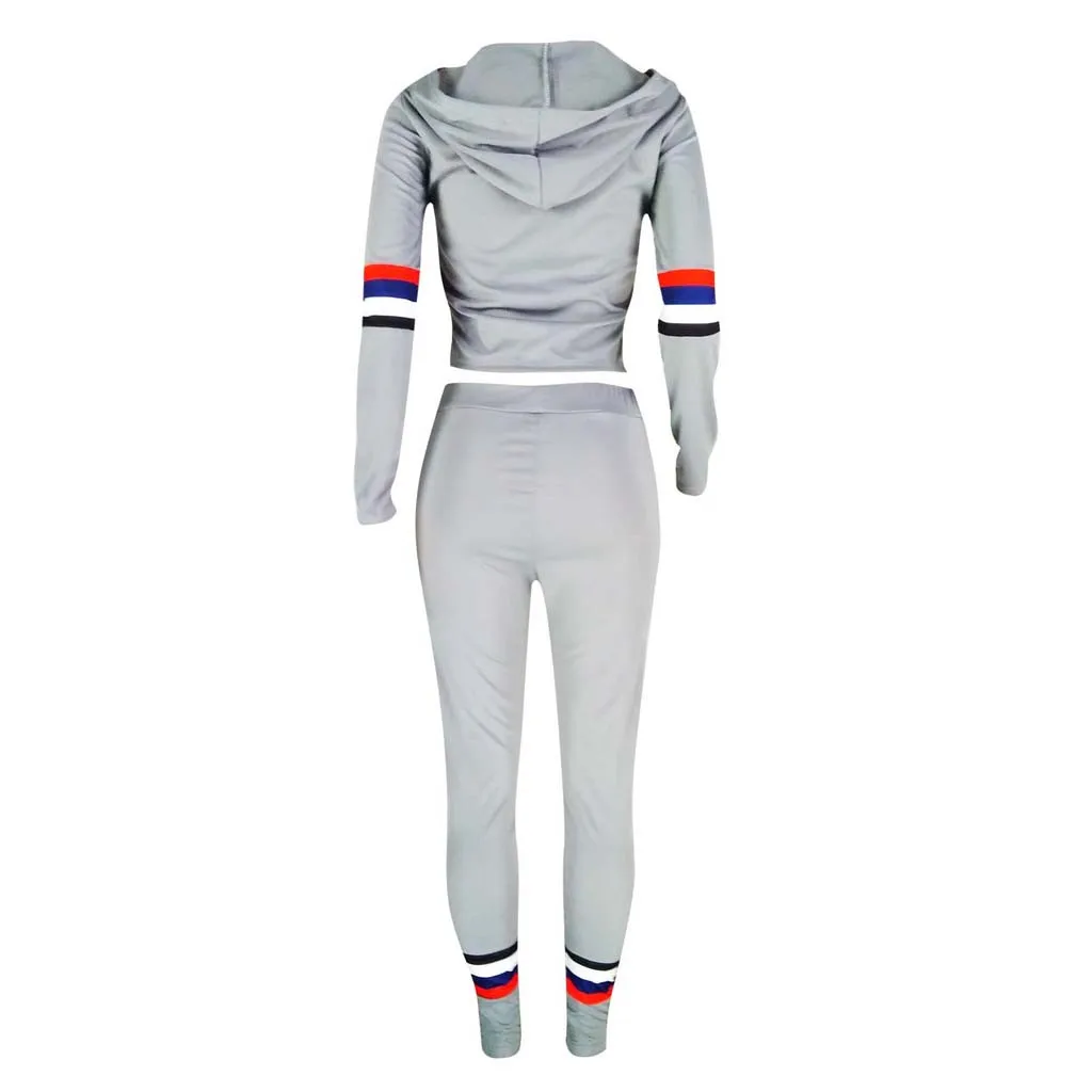 Комплект из двух предметов, спортивный костюм для женщин, Осень-зима размера плюс, с капюшоном, с длинным рукавом, повседневные, для фитнеса, спортивные топы+ штаны, костюм#724