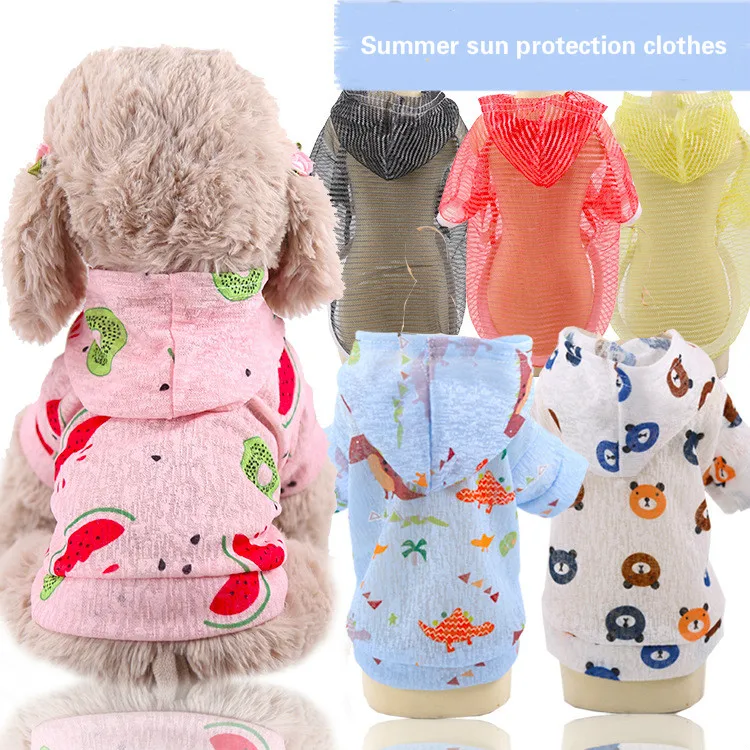 

Spring/summer breathable cat dog clothing suntan vest pet products hoodie small and medium-sized teddy bear