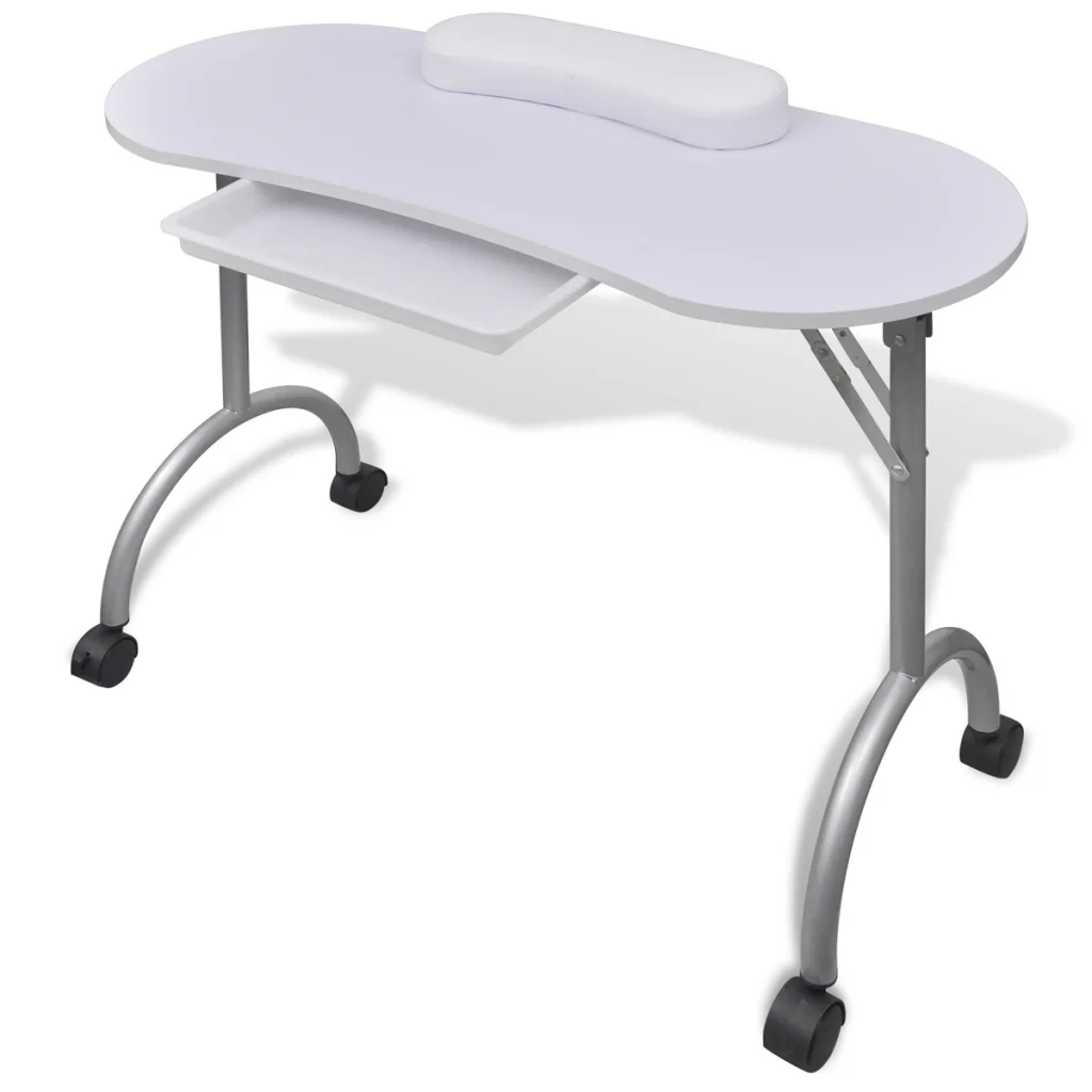 Ikayaa Folding Table For Manicure With 4 Wheels Nail Tables Simple