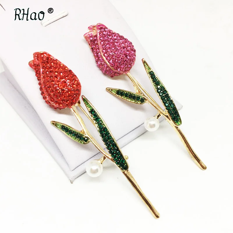 Broche Flor Roja para Mujeres Niñas Damas