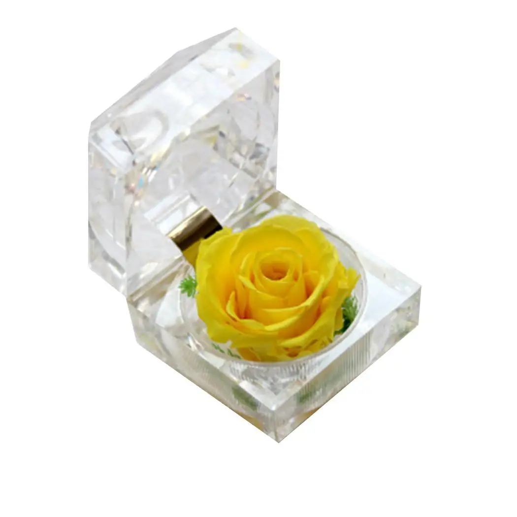 

Eternal Rose Ring Box Multicolor Everlasting Imitation Flower Ring Valentine's Day, Wedding, Home Box Cuboid