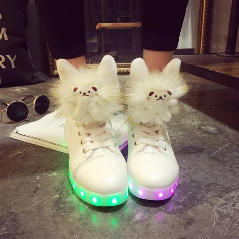 

Kids Girl Luminous Sneakers Womens Cat Fashion Sneakers Luminous Children Luminous Shoes for Girls Led Slippers