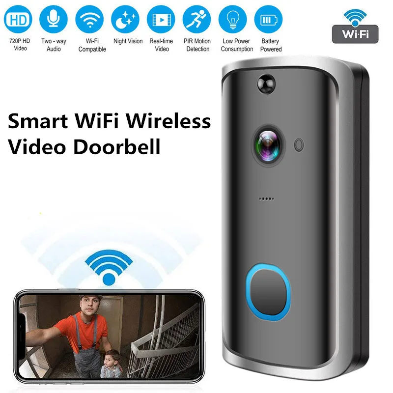 

Smart Video Doorbell Wireless WiFi Door Bell IR Visual Camera Record Intercom Home Security System Doorbell 3E09