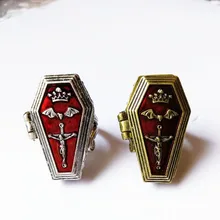 Гроб Американский британский украшения Готический стимпанк крест крови летучая мышь Гроб Кольцо в стиле ретро мужчины и женщины Иисуса