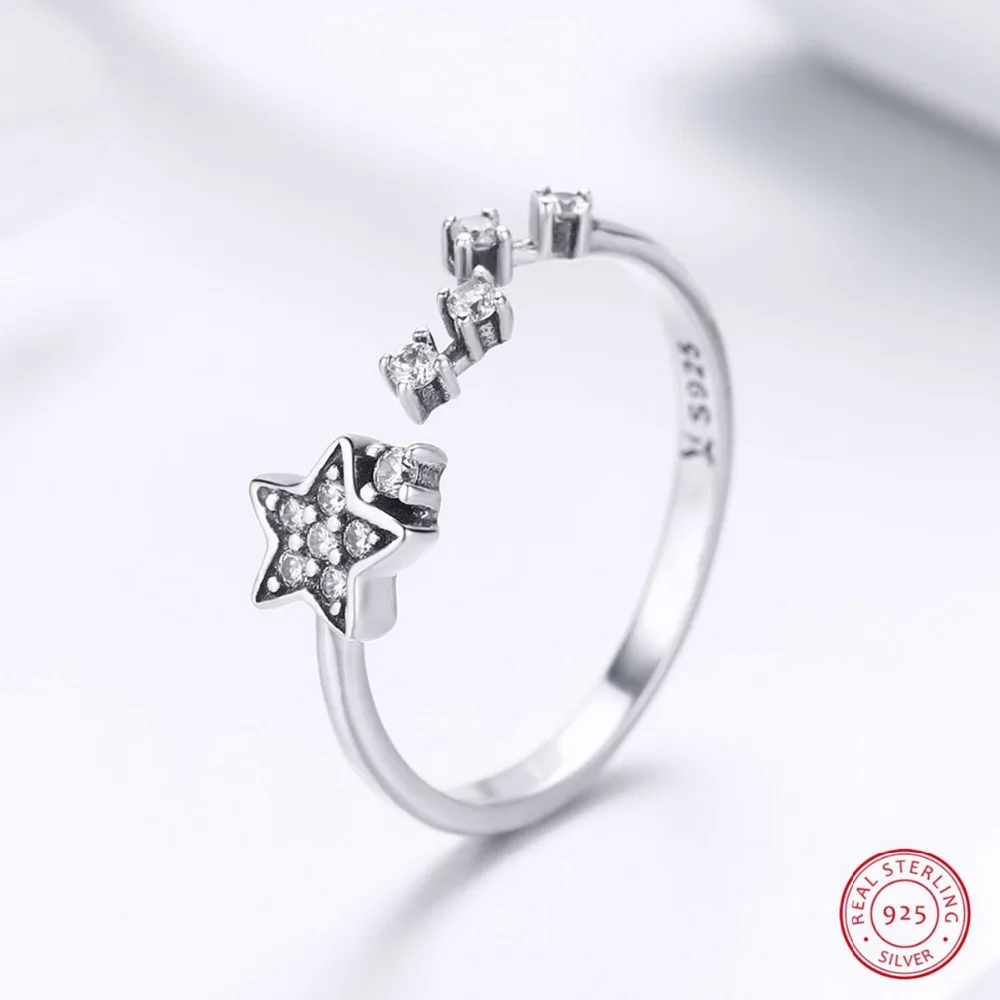 

Secret Of Stars Ring for Women New Real Pure 925 Sterling Silver Jewelry Open Adjustable Rings Free Size Best Gift