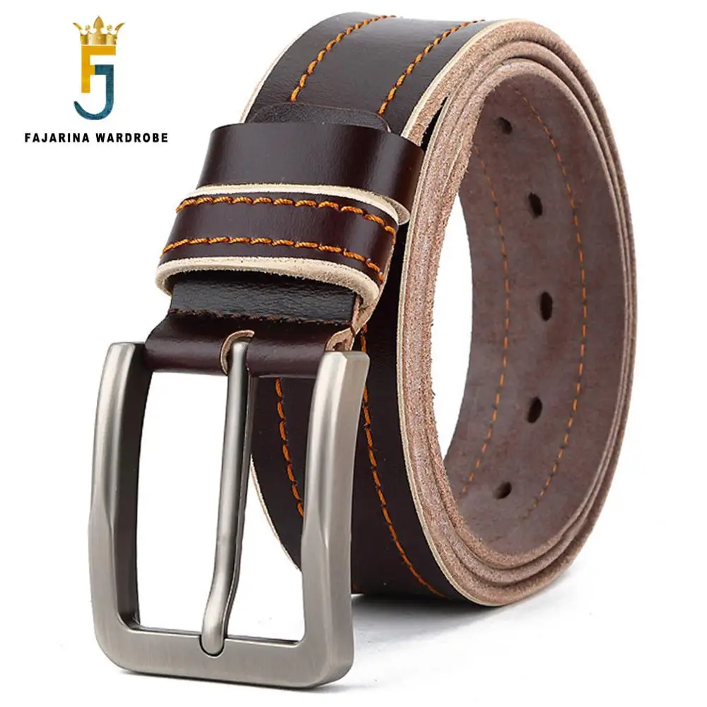 FAJARINA Mens Retro 38mm Width Belt Quality Genuine Leather Pin Buckle Belts for Men Retro Styles Jeans Accessories N17FJ413