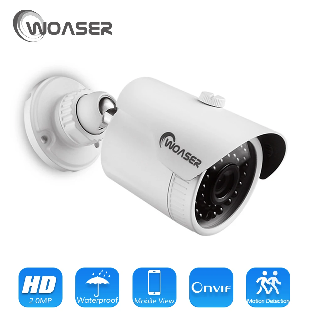 

WOASER 1080P XMEYE Surveillance Camera IP Waterproof IP66 Outdoor ONVIF Motion Detection Email Alert Mobile Monitoring IP Camera