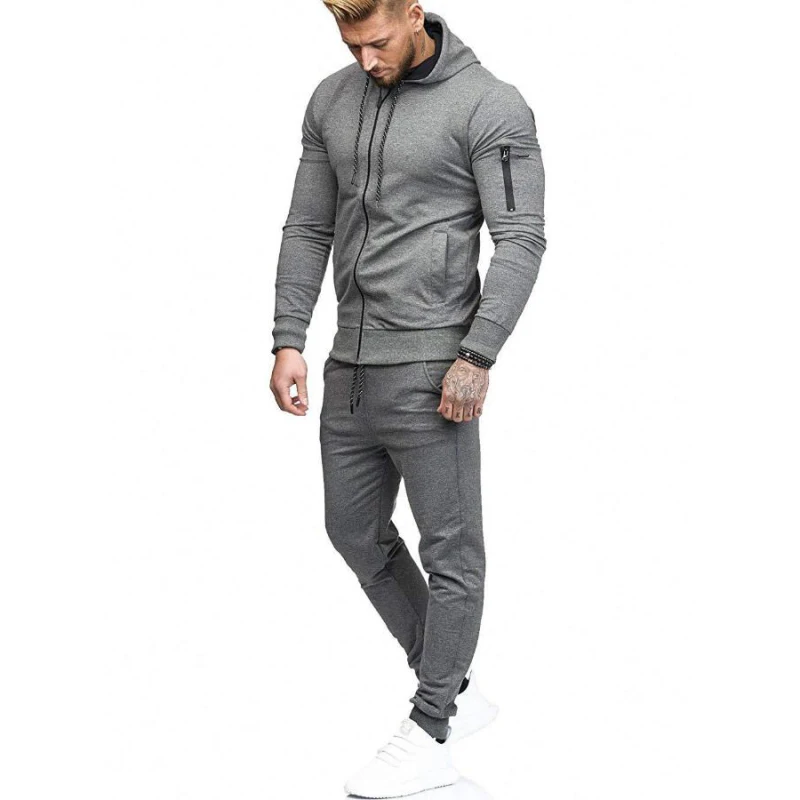 Men Set Running Gym Sportswear Tracksuit (4)