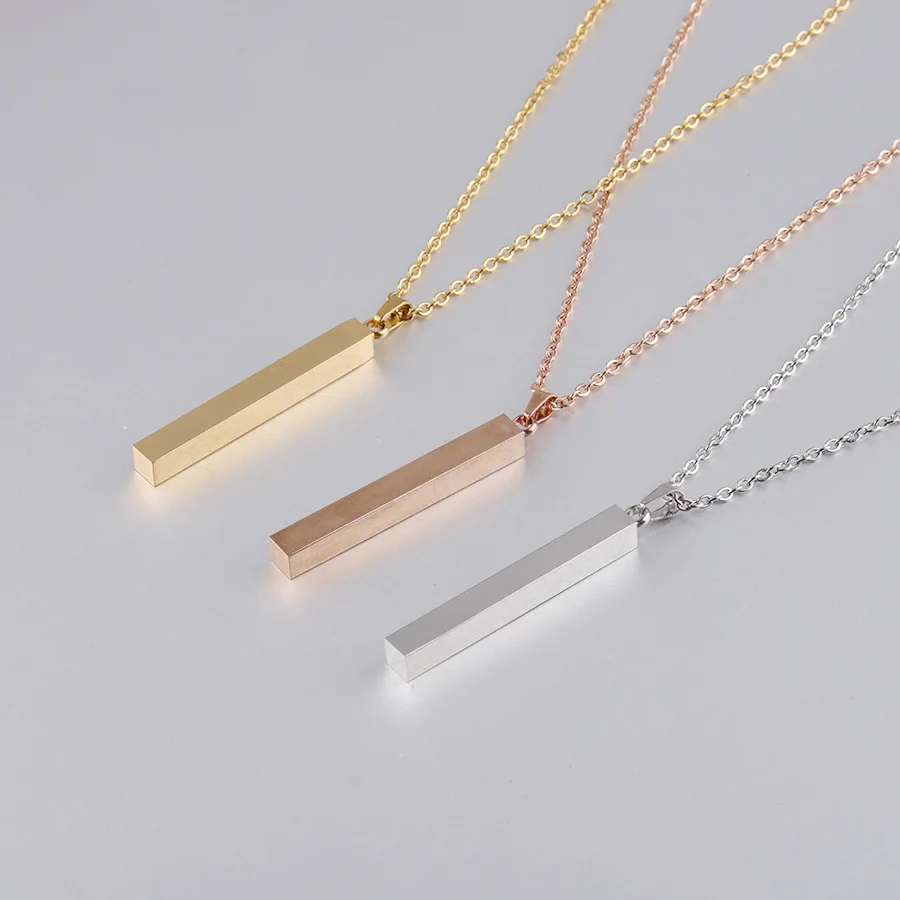 

Silver/Gold/Rose Gold Stainless Steel Blank Bar Necklace Statement Name Plate Pendant & Necklace Mirror Polished Wholesale 10pcs
