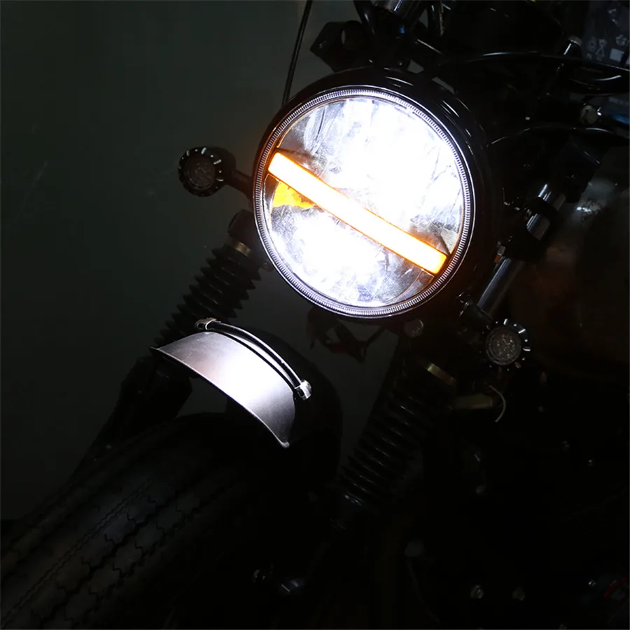 

New Car LED 7 Inch Round Headlight DRL Turn Signal Halo Headlights For Motorcycle Projector