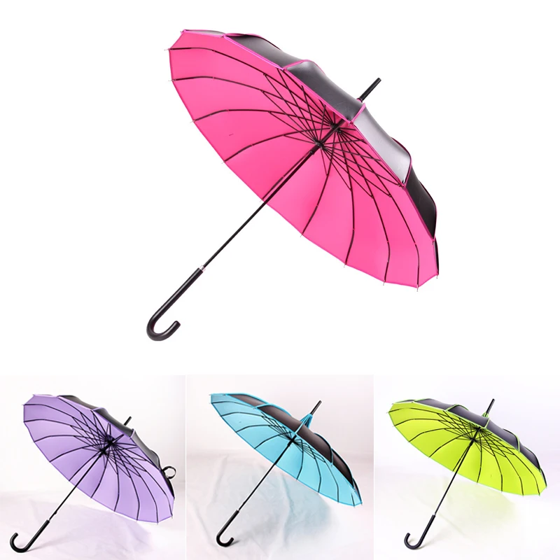 

Long-handle Pagoda Umbrella Women Black Coating Anti-UV Sunscreen Parasol Windproof Dual-use Sunny And Rain Princess Umbrellas