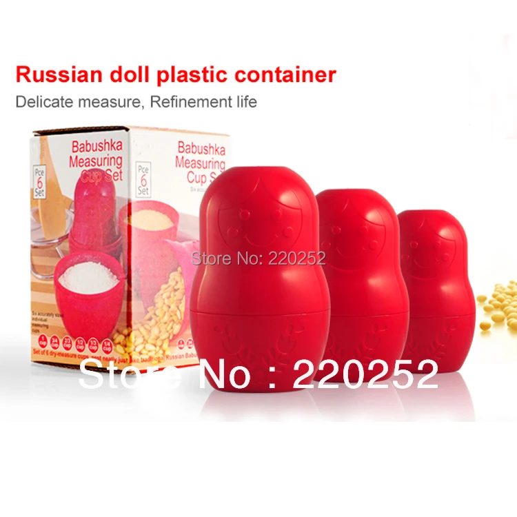 

Babushka Measuring Cup Set Russian doll plastic container 3 sets 6 kinds of measurement Kitchen Gadgets