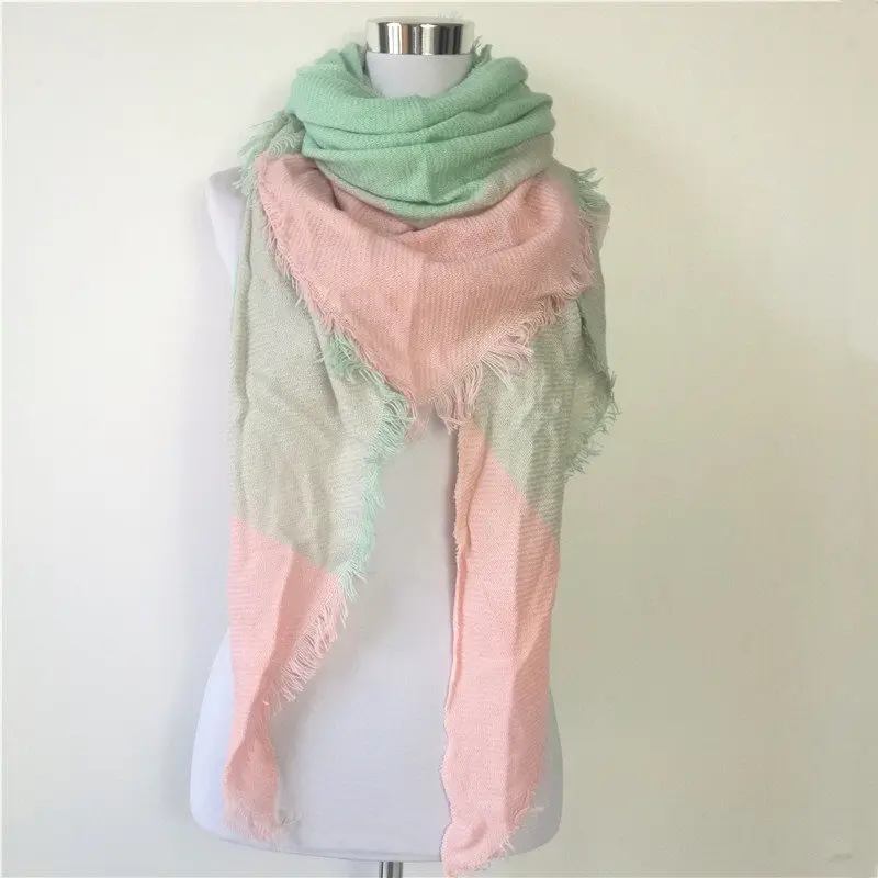 10 шт./лот, зимний модный брендовый дизайнерский кашемировый треугольный розовый шарф, Женская шаль, акриловый Кейп, одеяло, плед, платок - Цвет: 46