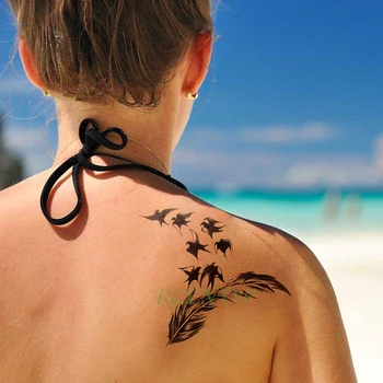 

Waterproof Temporary Tattoo Sticker Feather Fly Birds Fake Tatto Flash Tatoo Hand Arm Foot for Girl Women Men