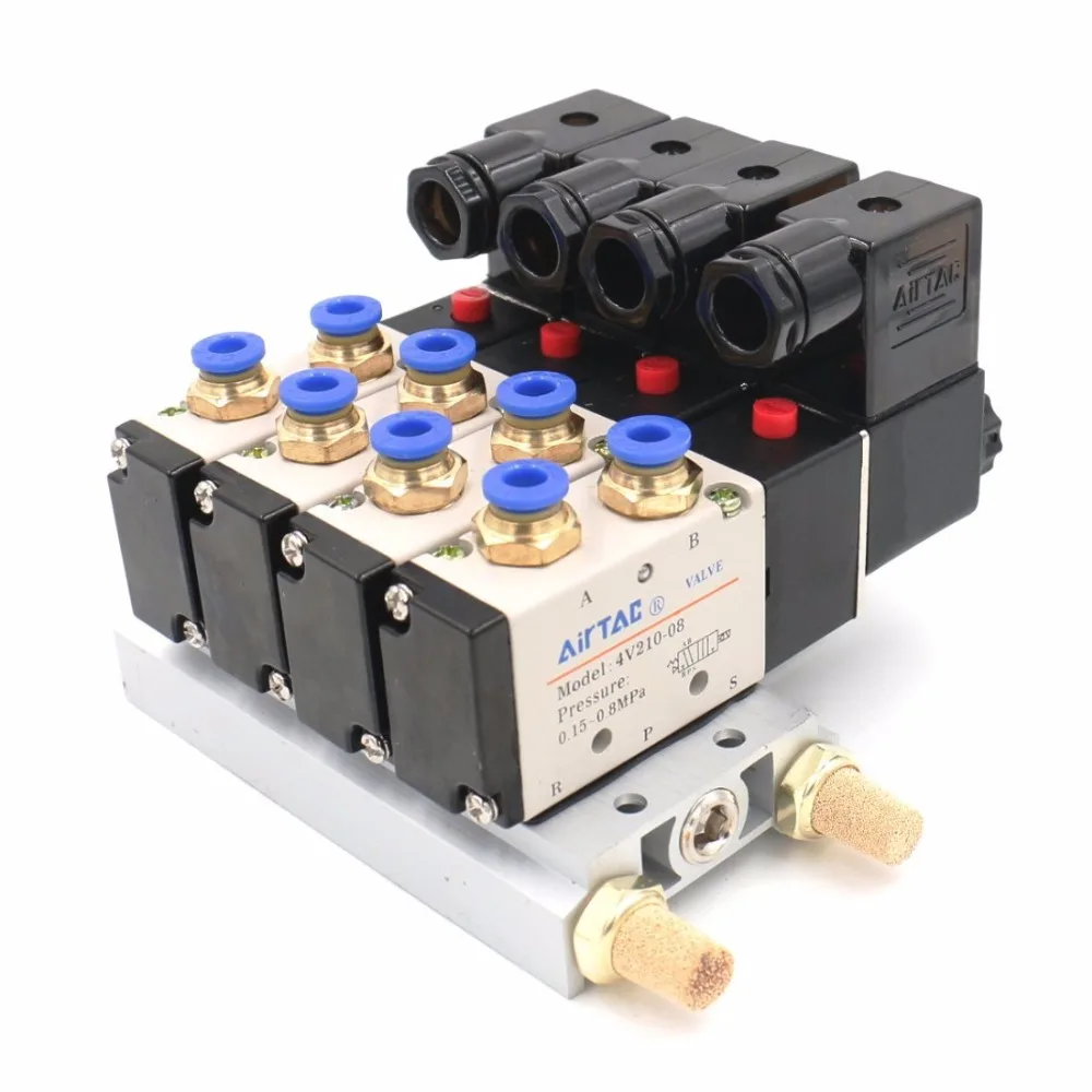 V210-08 DC 12V Single Head 2 Position 5 Way 4 Pneumatic Solenoid Valve w Base V210-08 DC 12V Single Head 2 Position 5 Way 4 Pneumatic Solenoid Valve w Base