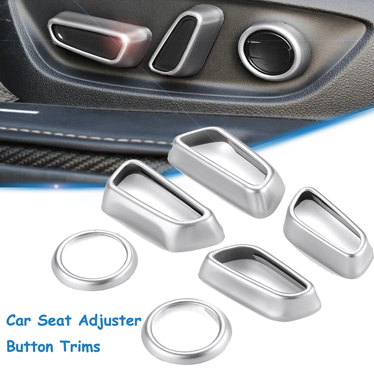 

6x Car Seat Adjuster Button Switch Cover Trim Chrome Shell Decoration for Toyota Camry 2018 2019 Interior Accessories