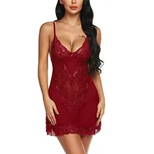 Женские сексуальные ремни искушение бюстгальтер без бретелек babydoll кружевные сорочки Ночная рубашка рукав ночная рубашка S-2XL
