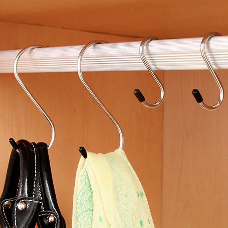 1Lot!High quality Portable Stainless Steel "S" Hooks Kitchen Bathroom Storage Hanger Hooks