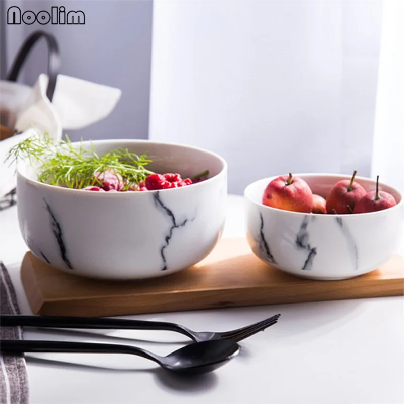 NOOLIM 1 шт. мраморные керамические миски минималистичные фарфоровые миски салат йогурт рисовая миска кухонная посуда лапша суп чаша 4,5/6''