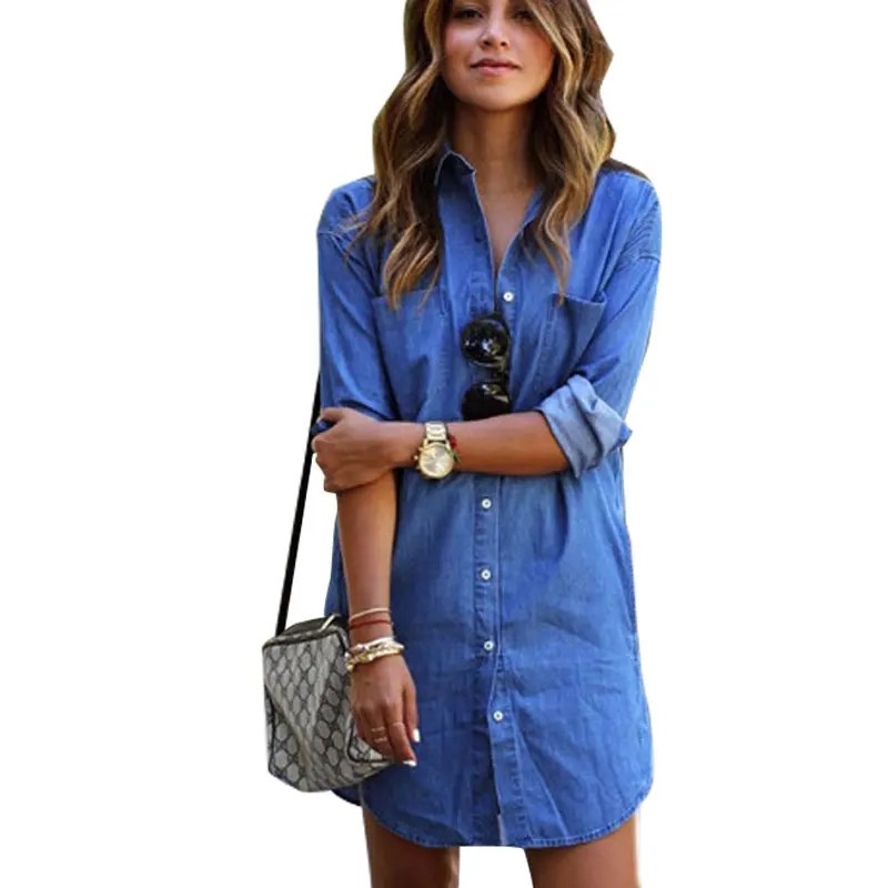 long fitted denim dress