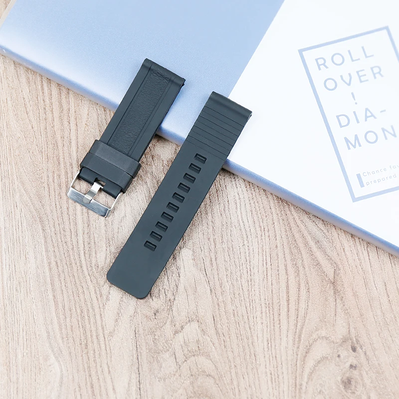 

Men's Watch Accessories Silicone Strap 24mm Black Rubber Strap for all men and women's waterproof and sweat-proof strap