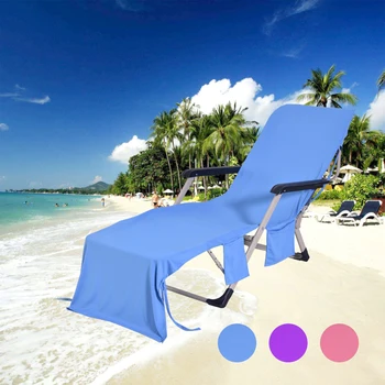 

70*210CM Lounge Chair Beach Towel Cover Microfiber Quick Drying Pool Lounge Chair Cover with Pockets Lleisure Deck Chair Cover
