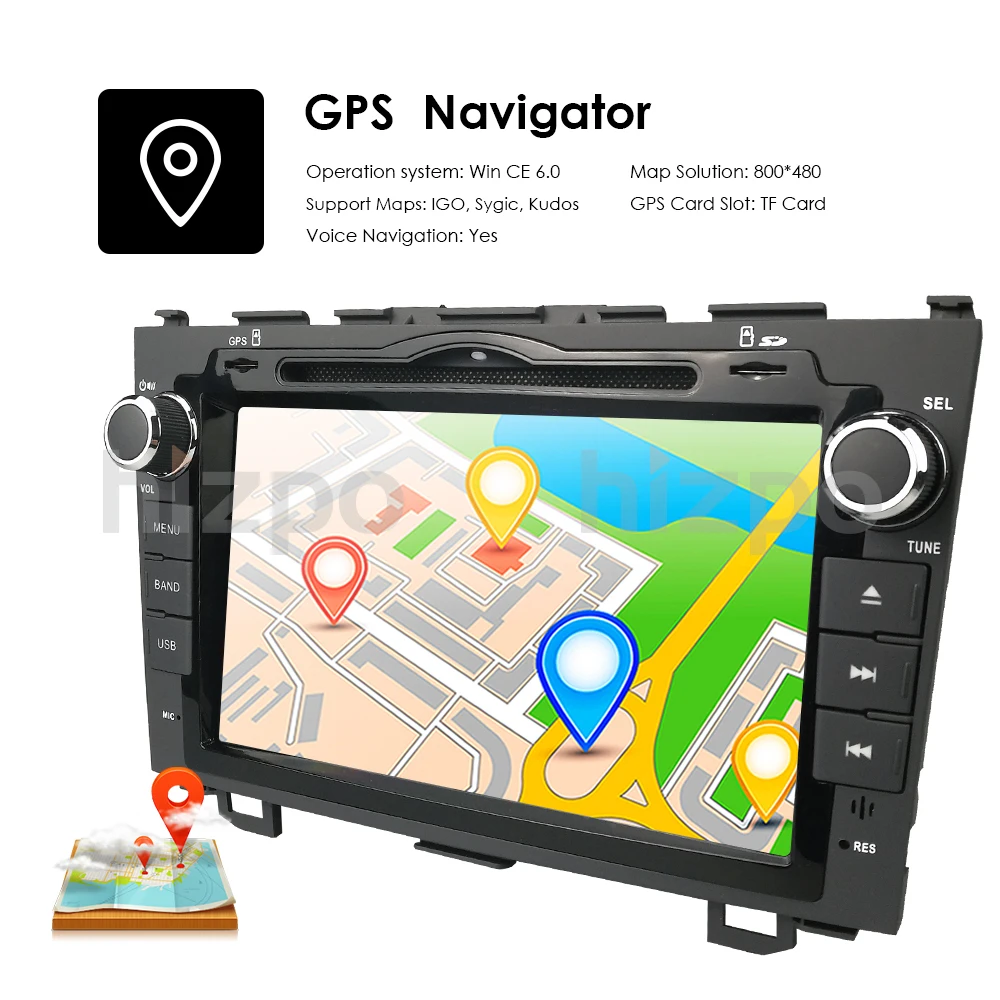 Для HONDA CRV 2007-2011 gps навигация " 2 din автомобильный монитор Bluetooth RDS радио рулевое колесо управление USB Сабвуфер AUX CAM-IN